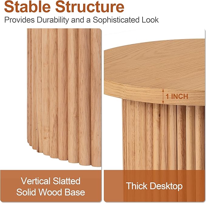 Round Side Table, Small Wood End Table Nightstand - Image 6
