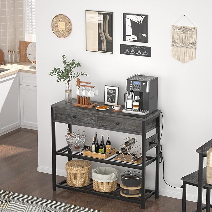 Ecoprsio Entryway Table with Outlets and USB Ports, Small Console Table with 2 - Image 7