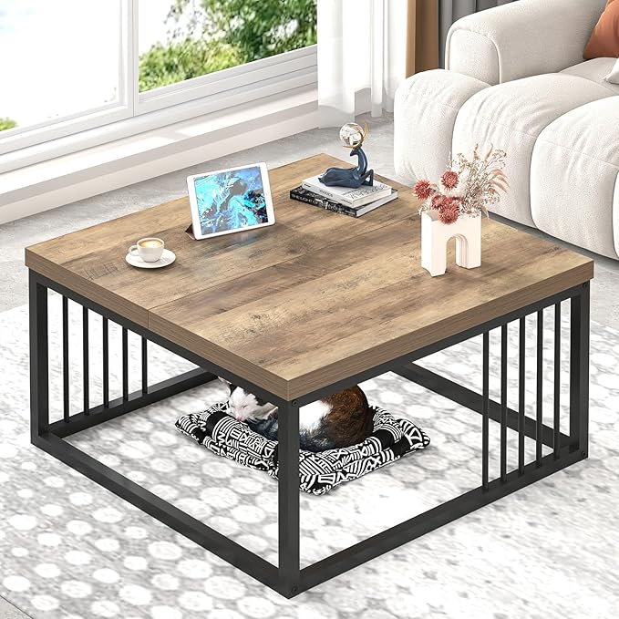 FOLUBAN Coffee Table, Modern Square Center Table by FOLUBAN