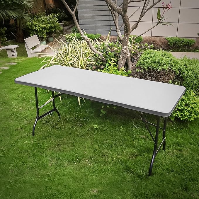 Athena Collection 8 ft Square Folding Dining Table, Large Plastic Foldable - Image 2
