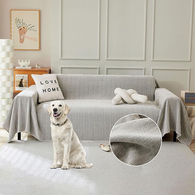 STACYPIK Silver Gray Chenille Sofa Cover by STACYPIK