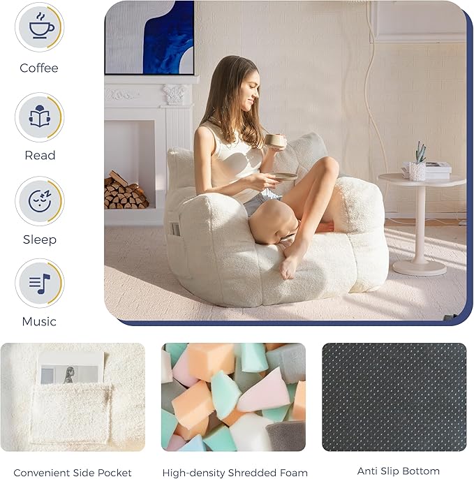 MAXYOYO Bean Bag Chair, Tufted Bean Bag Sofa - Image 5
