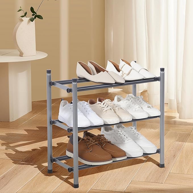 STORAGE MANIAC Expandable Shoe Rack, 12 Pairs Stackable Small Shoe Rack - Image 7