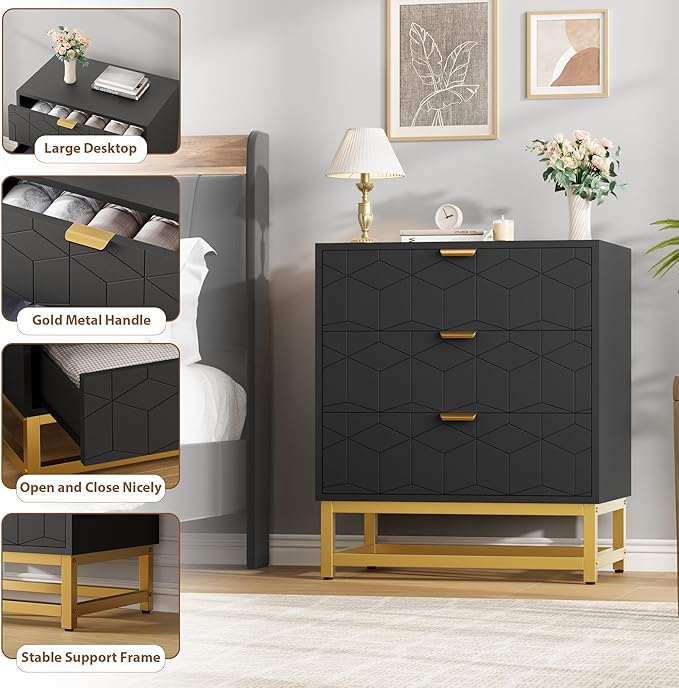 GAOMON 3 Drawer Dresser, Wood Chest Drawers - Image 6