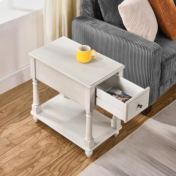 LEEMTORIG Solid Wood End Table Narrow Side Table - Image 5