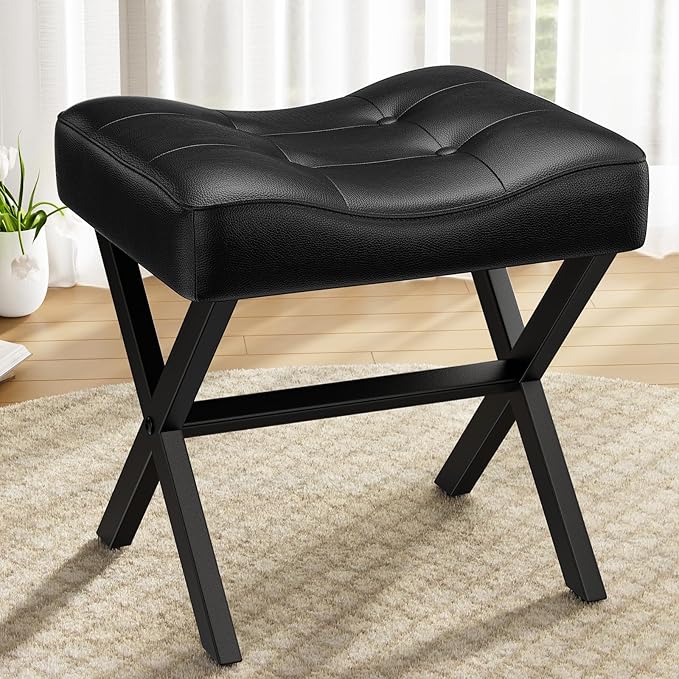 18-Inch Large Leather Vanity Stool, Vanity Chair - Image 9