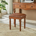 Vanity Bench Stool with Microfiber Leather Cushion, Vanity Chair Ottoman by KIVSON