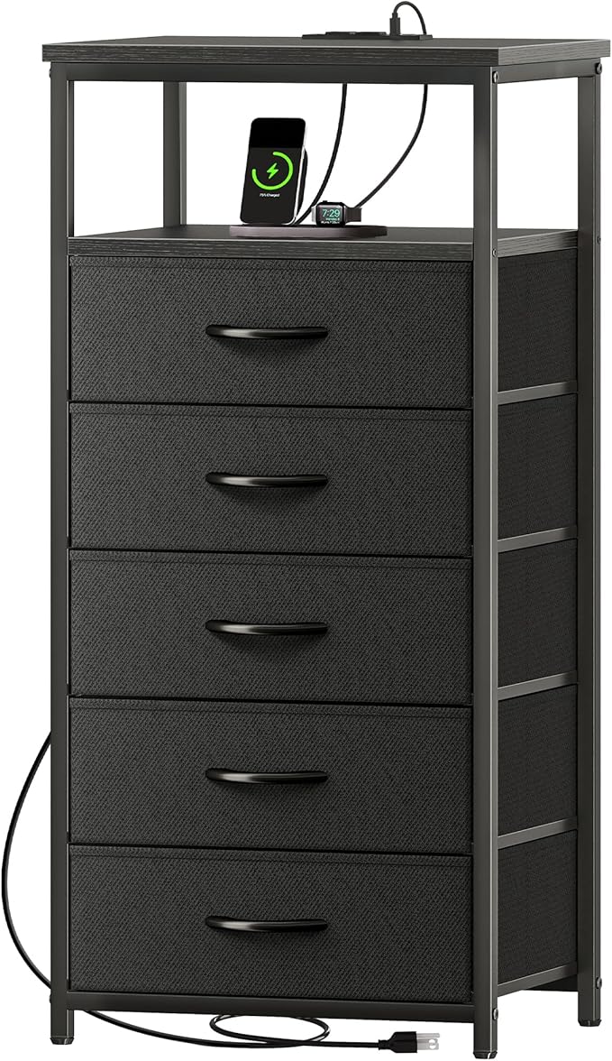 Huuger 5 Drawers Dresser with Charging Station, Dresser by Huuger