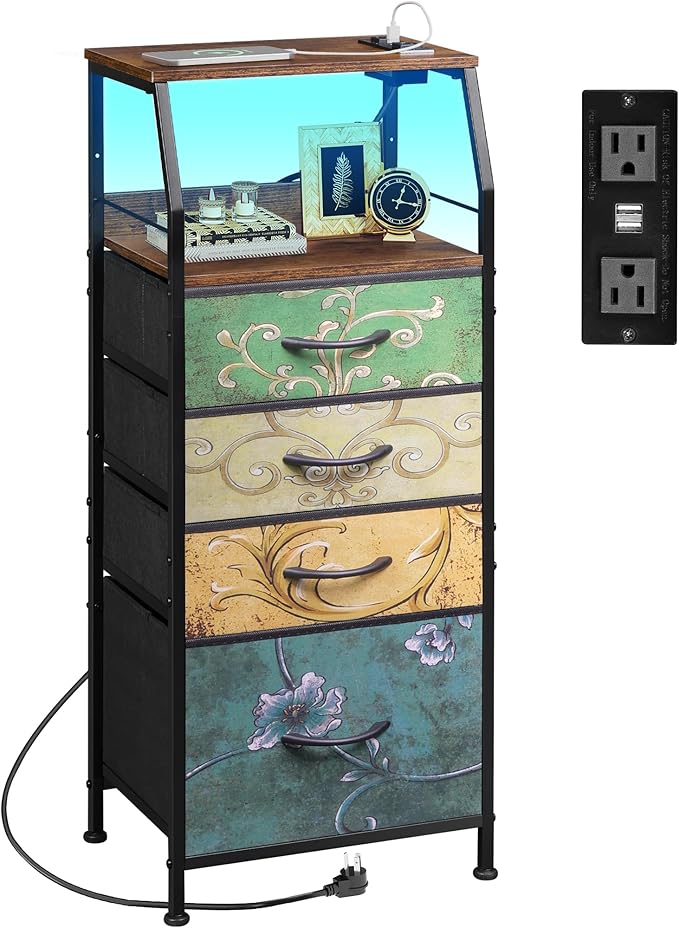WLIVE 4 Drawer Dresser for Bedroom, Tall Night Stand Bed Side Table, End Table by WLIVE