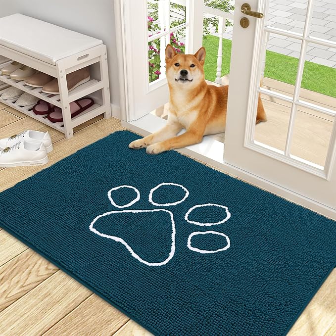 OLANLY Door Mat for Muddy Dog Paws 48x30, Absorbent Chenille Mud Doormat by OLANLY