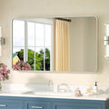 TETOTE Brushed Nickel Bathroom Mirror 40 x 24 Inch Brushed Nickel Metal Framed by TETOTE
