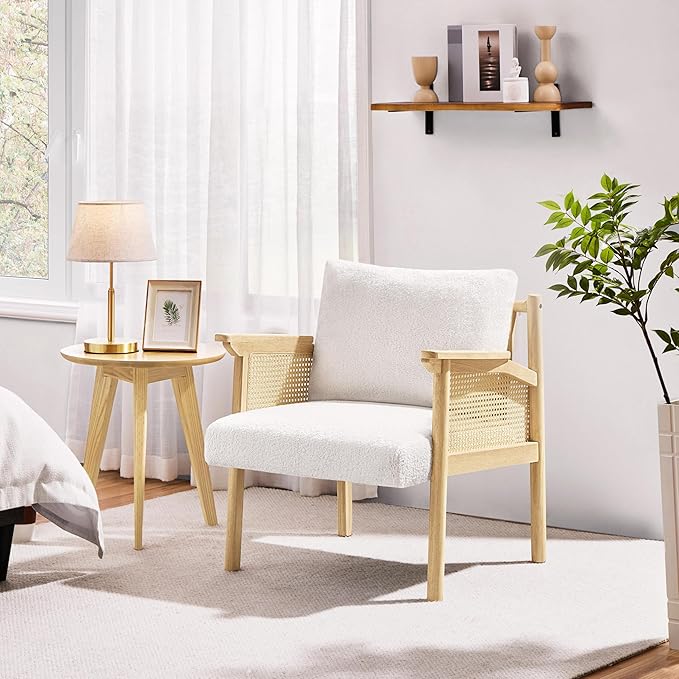 Yaheetech Accent Chair, Boucle Vanity Chair - Image 3