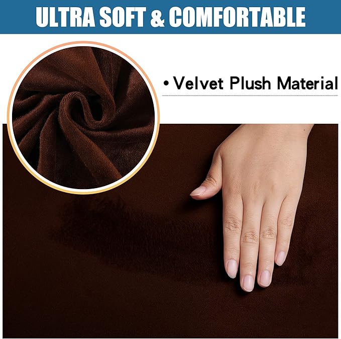 Smiry Velvet Seat Covers for Dining Room Chair Set of 6, Stretch Fit Removable - Image 2