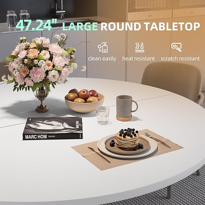 47.24" Round Dining Table for 4-6 Person, Modern Kitchen Table - Image 4