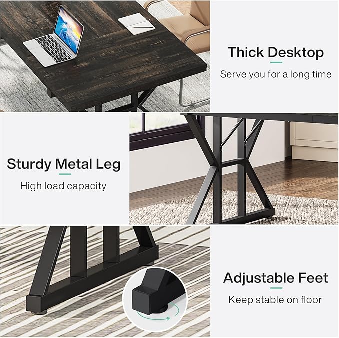 Tribesigns 70.8-Inch Executive Desk, Large Computer Office Desk Workstation - Image 5