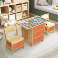 Pine Wood Kids Table and Chair Set 3 in 1 Wooden Toddler Table by Timechee