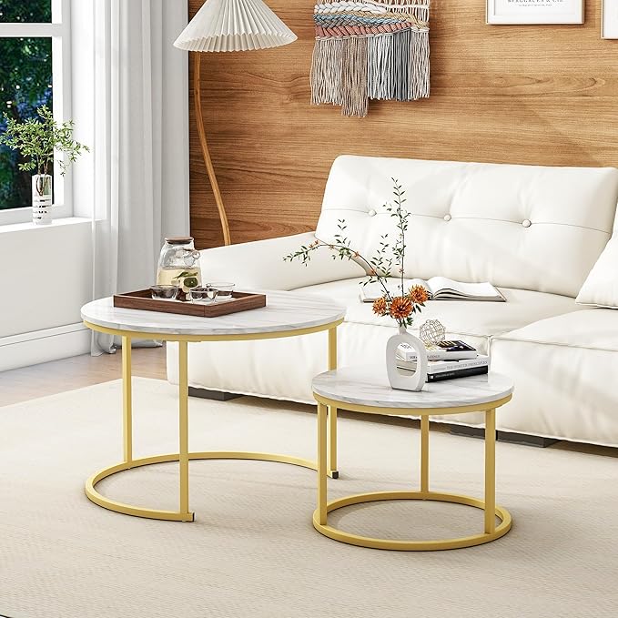 Round Coffee Table Set of 2 End Tables - Image 7