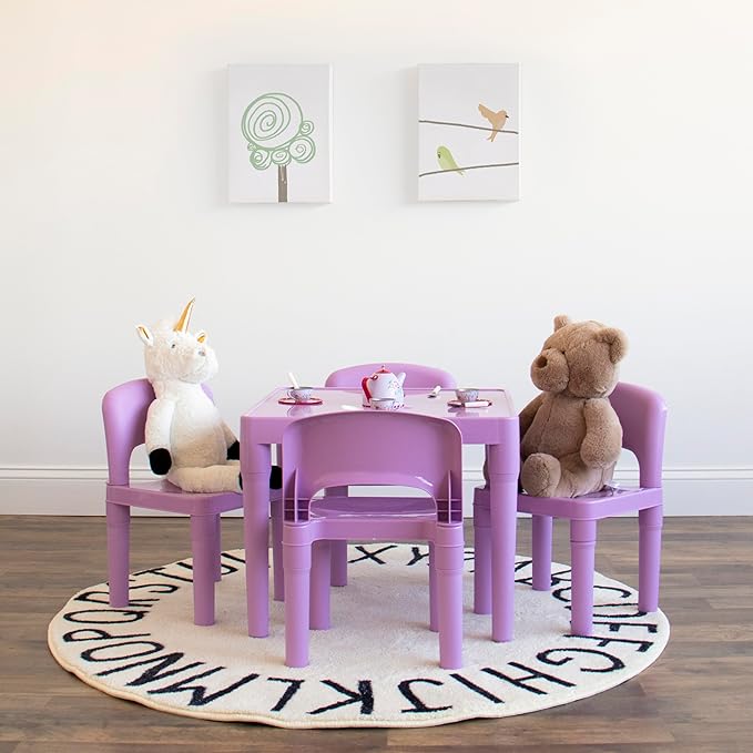 Humble Crew Kids Plastic Table and 4 Chairs Set, Toddler Playroom Activity - Image 5