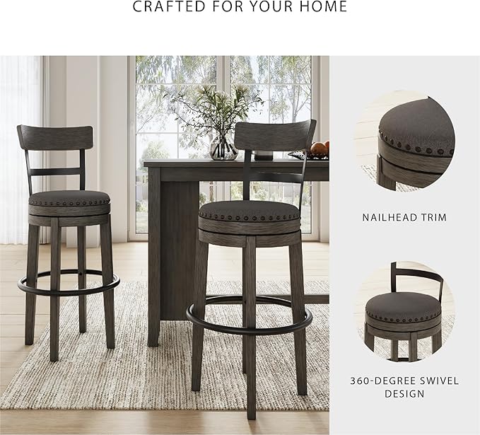 Signature Design by Ashley Caitbrook 30" Farmhouse Bar Height Upholstered - Image 5