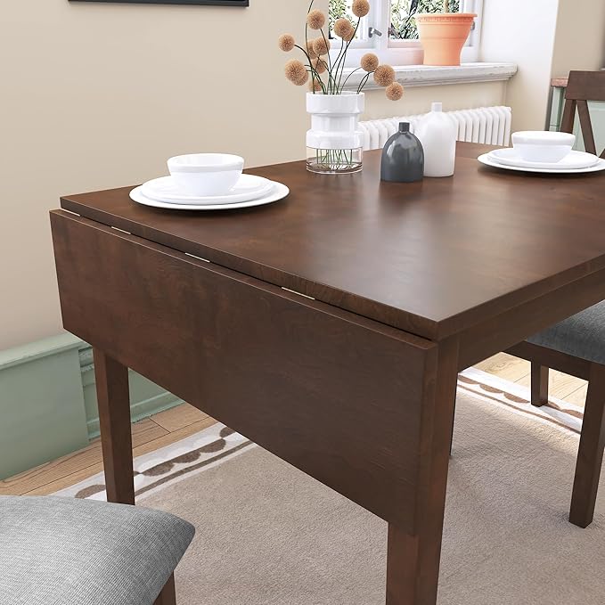 Merax Farmhouse Wooden Dining Set of 3, 45.6 inch Extendable Kitchen Table - Image 2