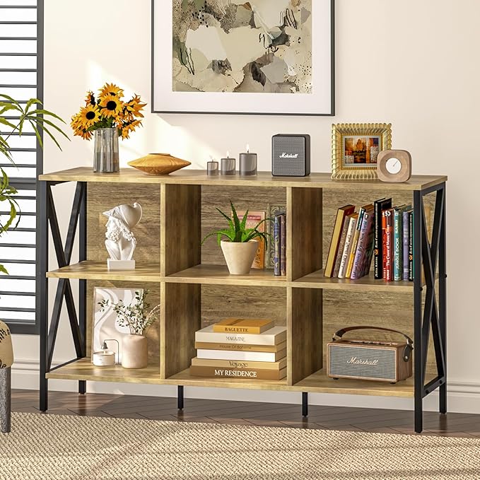 Horizontal Bookshelf Bookcase, 6 Cube Storage Organizer - Image 2