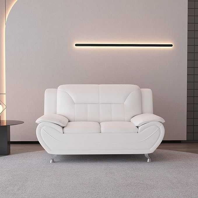Container Furniture Direct Michael Modern Faux Leather Upholstered Stainless - Image 4