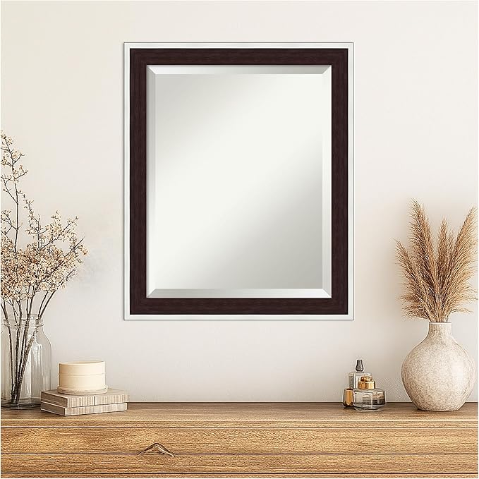 Amanti Art Wall Mirror 23x19 Maya Espresso Silver Rectangle Bathroom Mirror - Image 4
