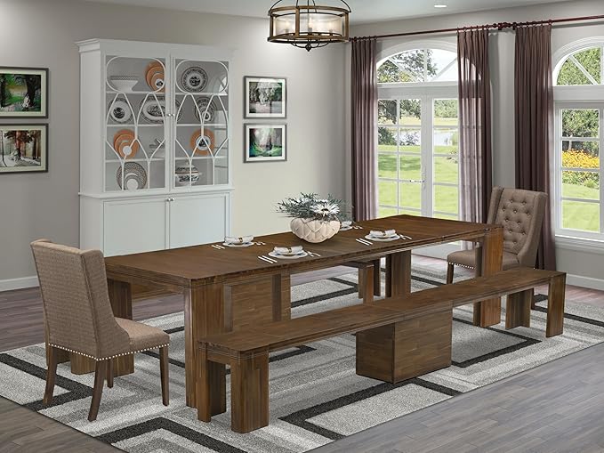 X02FO-208-18 - 5 Pieces Dining Room Set contains an Extendable Rectangle by LuxebyEastWestFurniture
