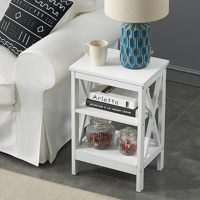 VECELO Modern Nightstands X-Design Side End Table Night Stand - Image 6