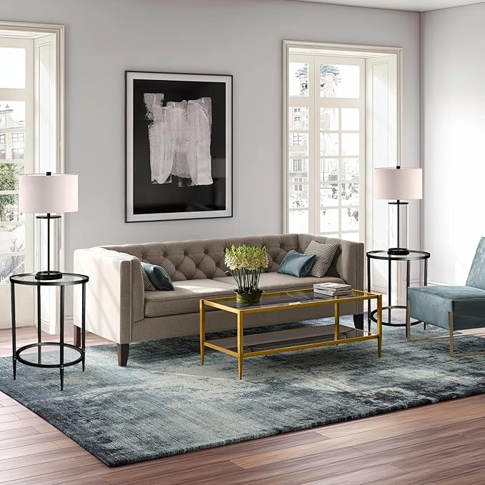 2 Tier Round Side Table, Modern Metal Clear Coffee Table，Small Accent Table - Image 5