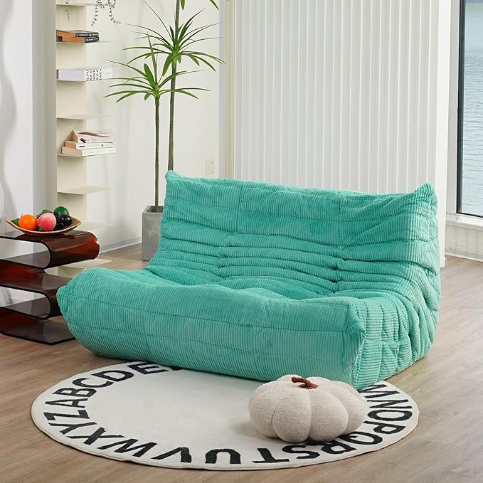 N&V Fireside Loveseat, Mid Century Armless Twin Size Floor Sofa, Soft Premium by NV
