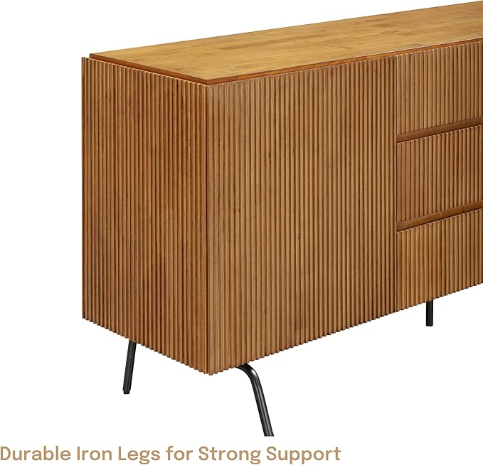 NTC Veil Sideboard with 2 Doors and 3 Drawers, Buffet Cabinet with Vertical - Image 9