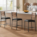GarveeHome Bar Stools Set of 2, Wooden Barstools, Faux Leather Upholstered Bar by GarveeHome