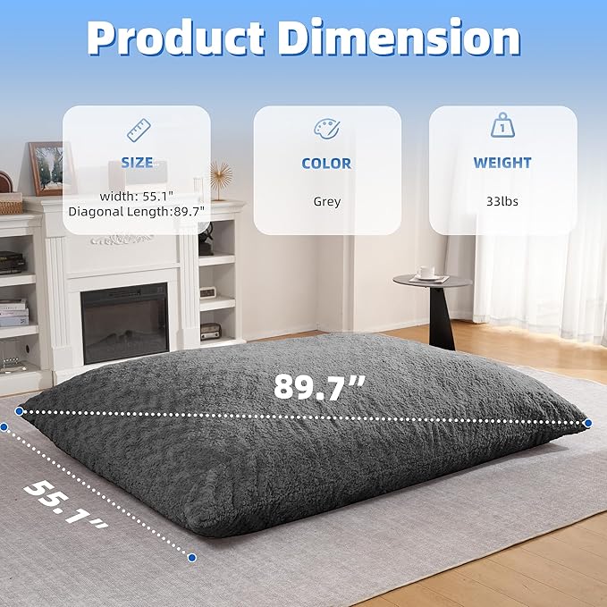 HABUTWAY 4 in 1 Bean Bag Chair, Giant Memory Foam Filling Bean Bag Sofa - Image 2