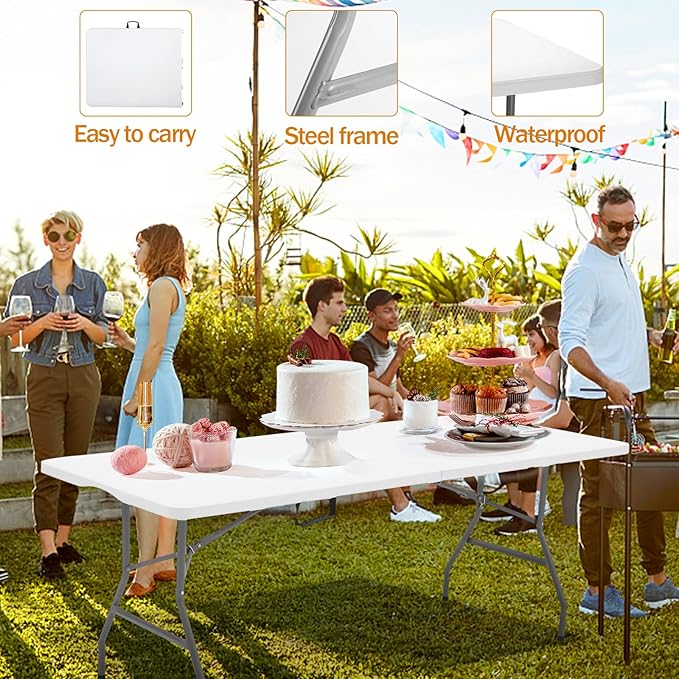 Folding Table 6ft Plastic Folding Table Indoor & Outdoor - Image 8
