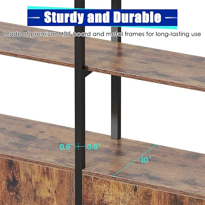 Triple Wide 5 Tier Tall Arched Bookshelf and Bookcase - Image 4