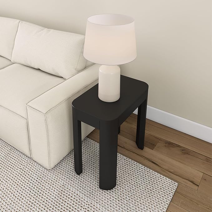 Plank+Beam Modern Rounded Rectangular Side Table, Solid Wood End Table - Image 7