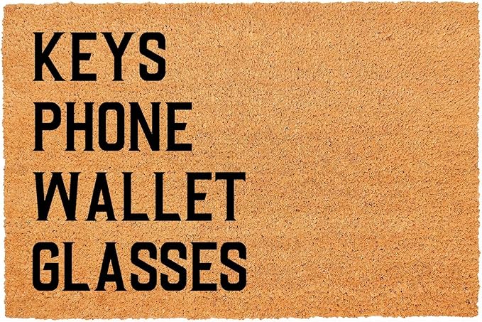 Funny Coir Doormat Keys Phone Wallet Glasses Front Door Mat Entryway Outdoor Mat by FNDMCTPS