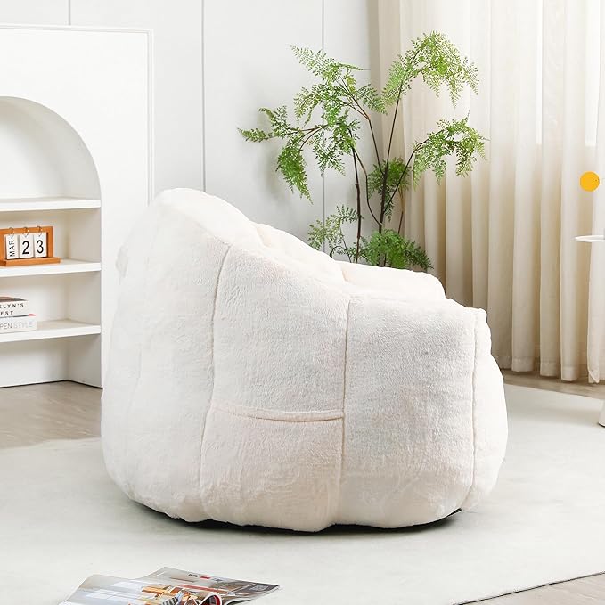 Furniliving Bean Bag Chair, Giant Bean Bag Chair Stuffed Floor Sofa - Image 4