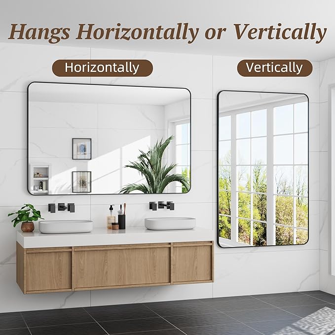 Bathroom Mirror 55" x 36", Large Rectangle Wall Mirror, Entryway Decor - Image 6