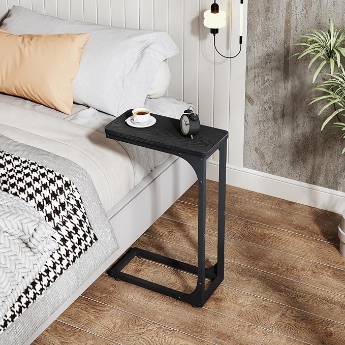 QEEIG Narrow C Shaped Side Table Set of 2 Living Room Sets Slim Couch Tray - Image 5