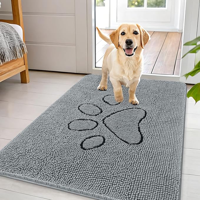 OLANLY Door Mat for Muddy Dog Paws 44x32, Ultra Absorbent Chenille Mud Doormat by OLANLY