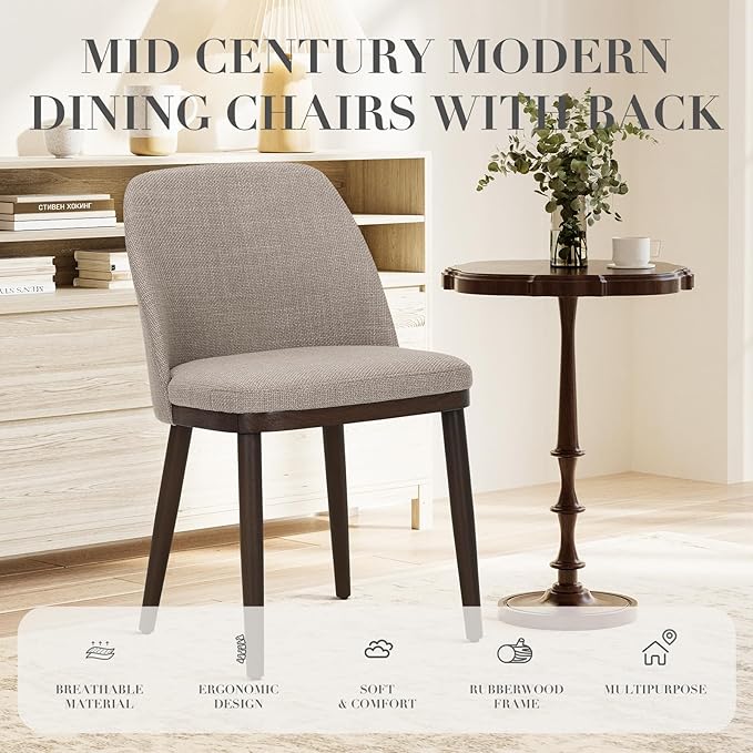 COLAMY Upholstered Dining Chairs Set of 2, Modern Kitchen Chairs - Image 3
