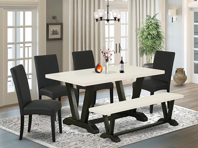 East West Furniture V626DR124-6 6 Piece Kitchen Table & Chairs Set Contains a - Image 2