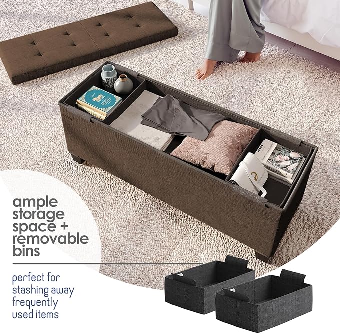 STORAGEBUD Storage Ottoman Bench - Image 3