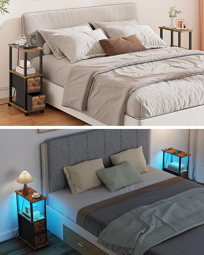 TUTOTAK Small Narrow End Tables, LED Side Tables - Image 9
