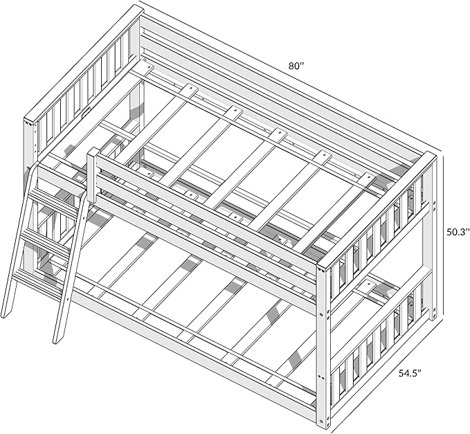 Max & Lily Low Bunk Bed, Scandinavian Modern Bunk Bed, Solid Wood - Image 2
