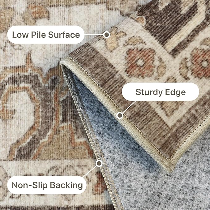 GENIMO 8x10 Area Rugs for Living Room, Machine Washable Non Slip Vintage Retro - Image 5