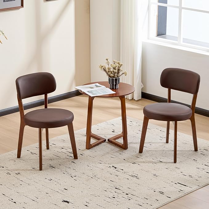 Furniliving Wooden Dining Chairs Set of 2, Mid-Century Modern Leather by FurnilivingFurnitureforHome