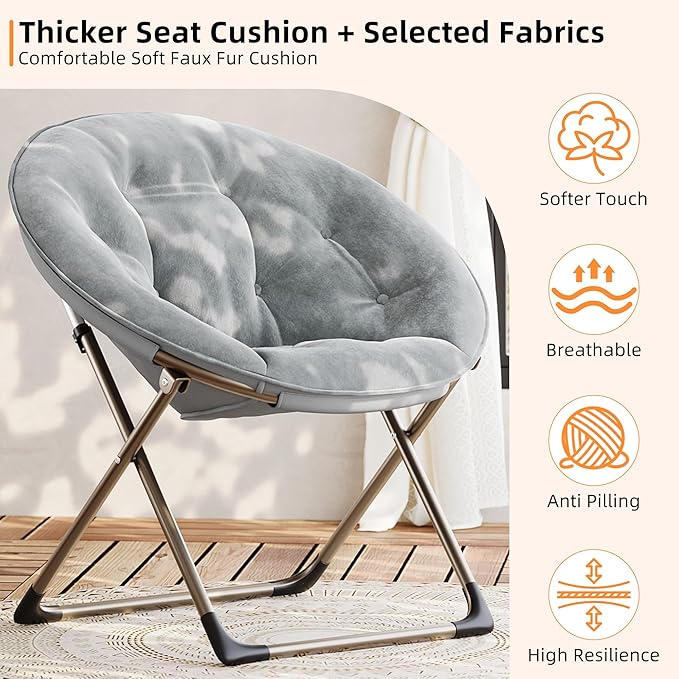 Comfy Saucer Chairs, Cozy Faux Fur Living Room Chair - Image 9